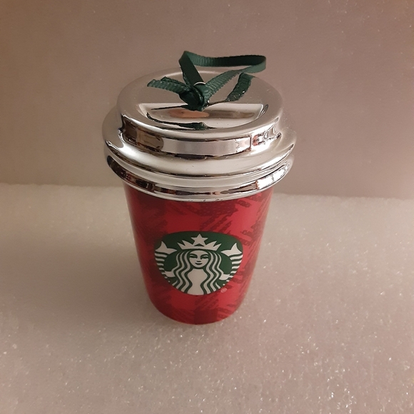 Starbucks Holiday Ceramic Mini Hot Cup Christmas Red Plaid Ornament 2016 - Picture 2 of 3